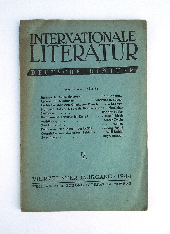 Internationale Literatur. Deutsche Blätter. 2. Heft. 14. Jahrgang 1944. Red.: Johannes R. Becher.