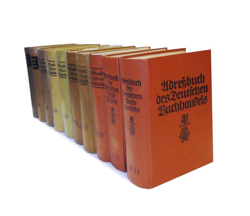 Adressbuch des Deutschen Buchhandels. 10 Jahrgänge in Einzelbänden (1913, 1924, 1927, 1928, 1930-1933, 1938, 1941).