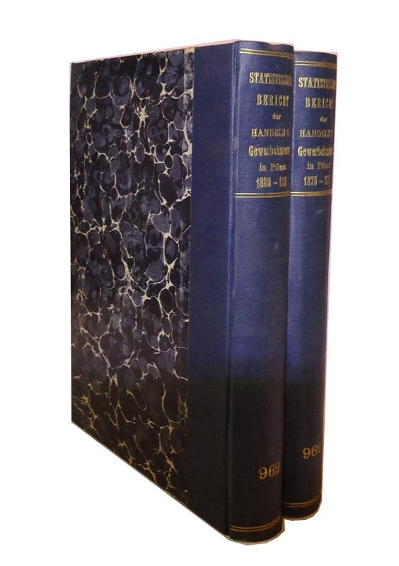 Statistischer Bericht der Handels- und Gewerbekammer in Pilsen an das hohe k. k. Handels-Ministerum ueber die volkswirtschaftlichen Zustände ihres Berzirkes. 2 Bde. (1. Bd: Für die Jahre 1875-1880; 2. Bd: Für die Jahre 1880-1885).