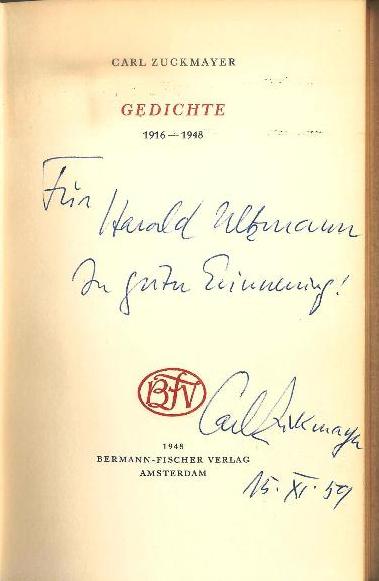 WIDMUNGSEXEMPLAR - Gedichte. 1916-1948.