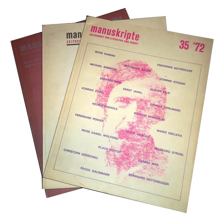 manuskripte. Zeitschrift für Literatur und Kunst. 3 Hefte (33/1971; 35/1972; 42/1974.