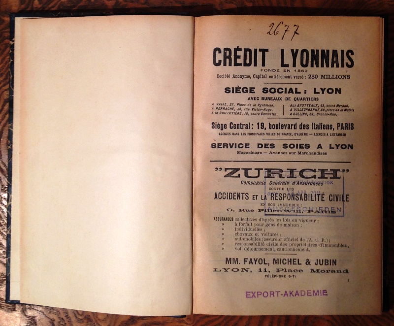 Annuaire du Commerce des Soies et Soieries de France et de l'Étranger 1908. 36e Année.