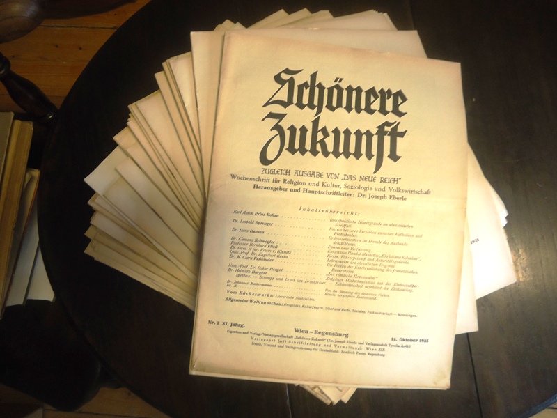 Schönere Zukunft. Wochenschrift für Kultur und Politik, Volkswirtschaft und Soziale Frage. 10. Jahrgang, Hefte 12-15, 20, 30, 36, 39 (von 52). Mit Jahrgangsübersicht (2 von 2 Heften).