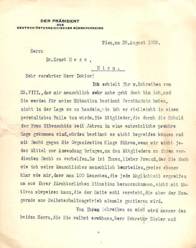 Masch. Brief mit eigenhändiger Unterschrift von Ludwig Stark an einen Dr. Ress vom 25. VIII. 1928.