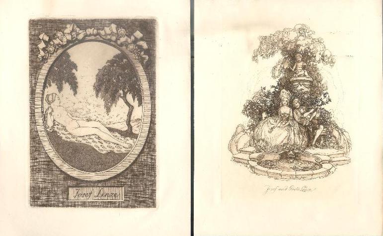 Zwei verschiedene Exlibris für Josef (und Gerte) Lenze.