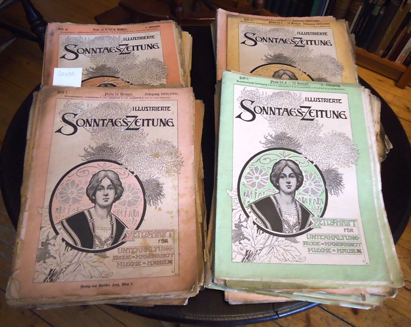 Illustrierte Sonntags-Zeitung für unsere Frauen. Zeitschrift für Unterhaltung, Mode u. Handarbeit, Küche u. Haus. Konvolut bestehend aus 86 Heften aus den Jahrgängen 2 (1899/1900), 3 (1900/1901), 4 (1901/1902),5 (1902/1903).