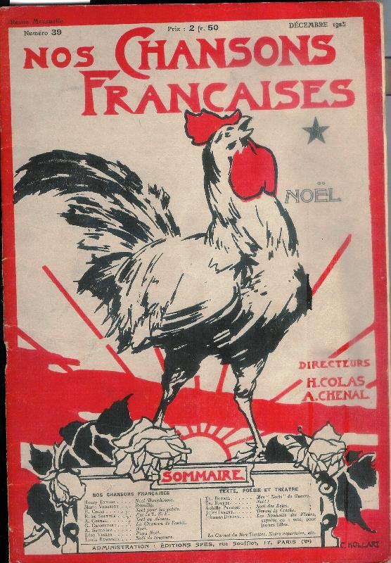 Nos Chansons Francaises. Numéro 39, Decembre 1923.