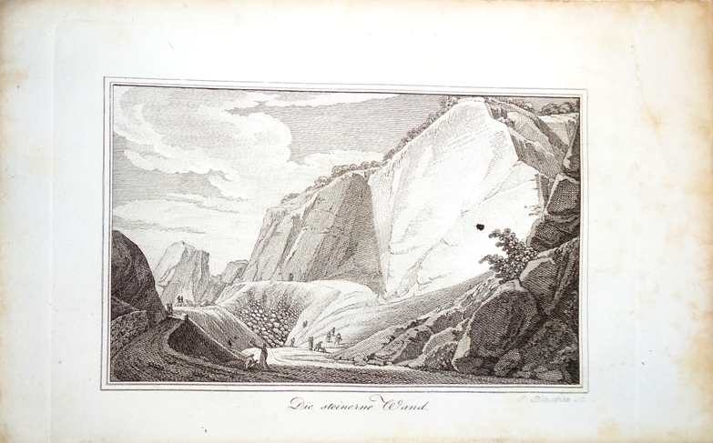 Ansicht der steinernen Wand. Orig.-Kupferstich.