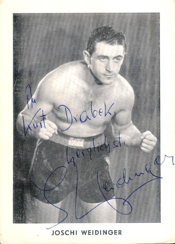 Eigenhändig signierte Fotokarte des Europameisters im Schwergewicht.