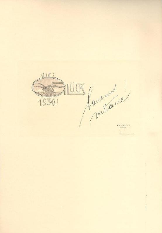 1 Originalradierung. Viel Glück 1930. Mit Bleistift eigenhändig signiert. Handschriftliche Beschriftung: baue und vertraue!