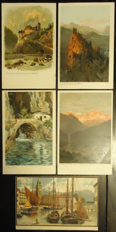 5 farblithographierte Kuenstlerpostkarten von Ottmar Zieher.
