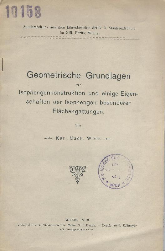 Geometrische Grundlagen zur Isophengenkonstruktion und einige Eigenschaften der Isophengen besonderer Flächengattungen.