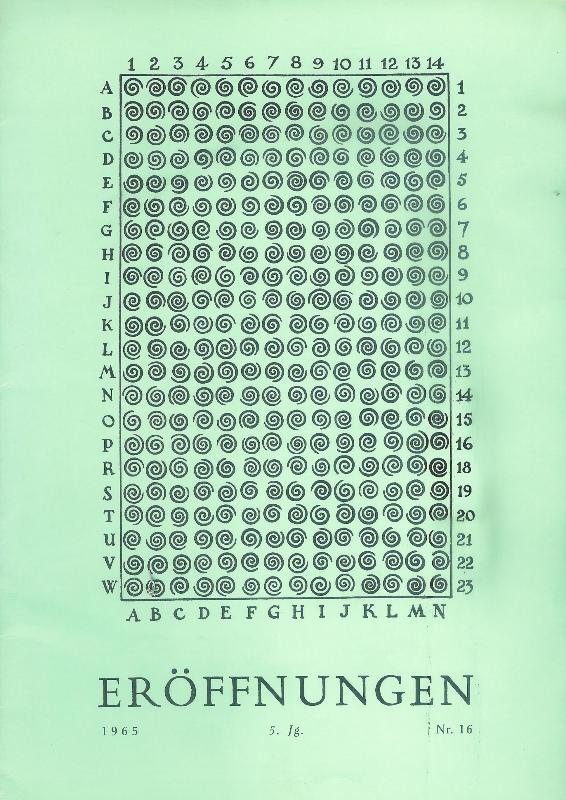 Eröffnungen. Magazin für Literatur & bildende Kunst. Nr. 16 (5. Jg. 1965).