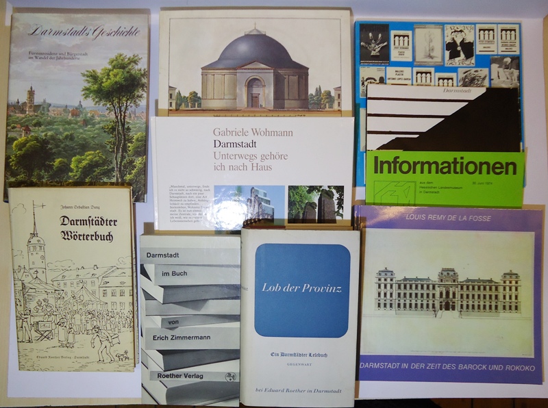 Sammlung von 9 Bänden über Darmstadt.