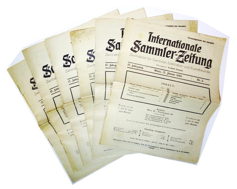 Internationale Sammler-Zeitung. Zentralblatt für Sammler, Liebhaber und Kunstfreunde. 9 Nummern des 17. Jahrganges 1925.