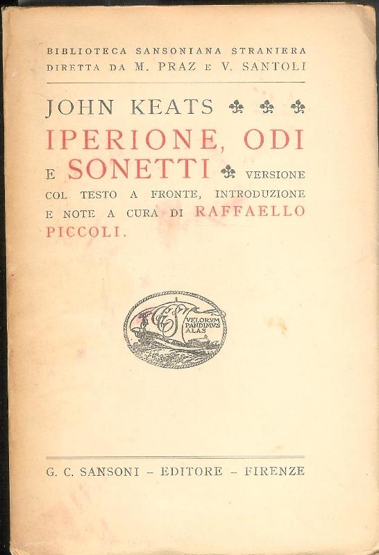 Iperione, odi e sonetti. Versione col testo a fronte, introduzione e note a cura di Raffaello Piccoli.