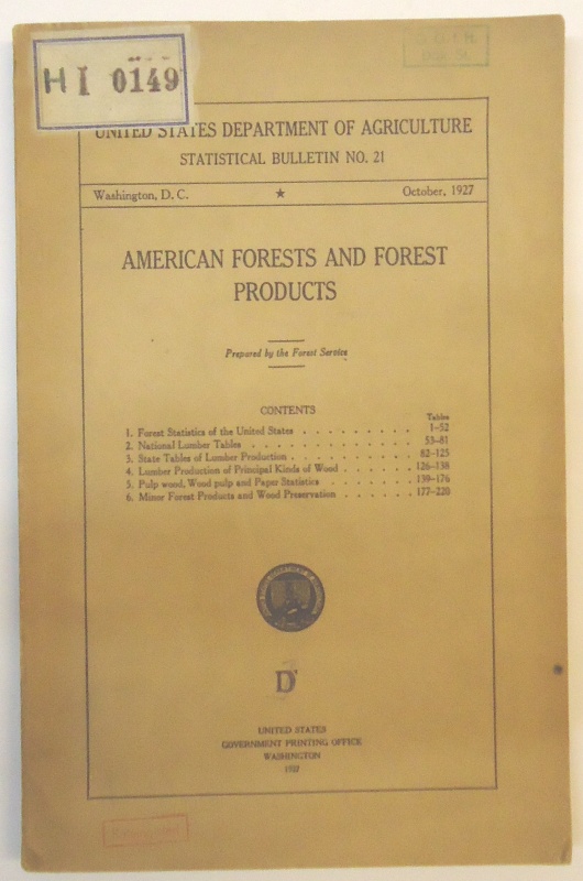American Forests and Forest Products. Statistical Bulletin No. 21.