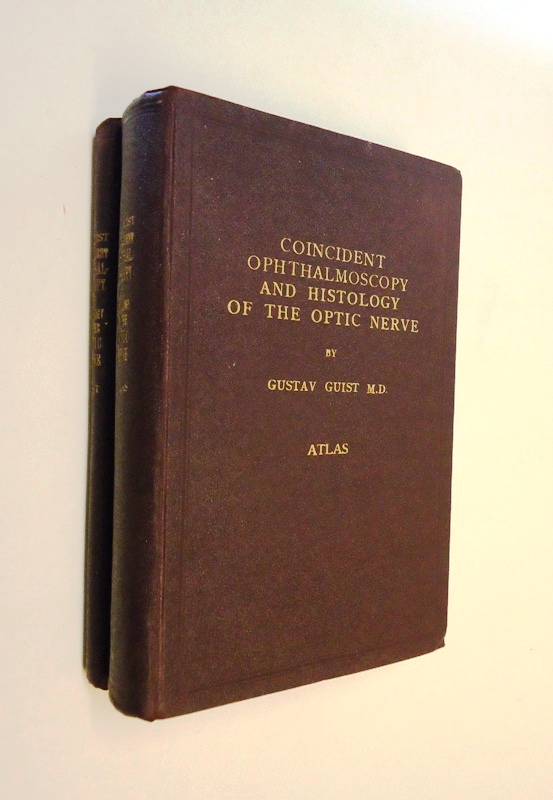 Dedicated copy / Widmungsexemplar - Coincident ophthalmoscopy and histology of the optic nerve. 2 volumes (text + atlas).