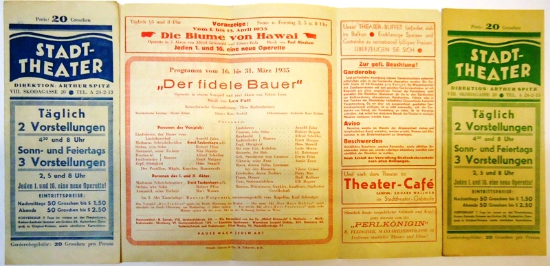 3 Faltbroschüren / Programmzettel des Jahres 1935.