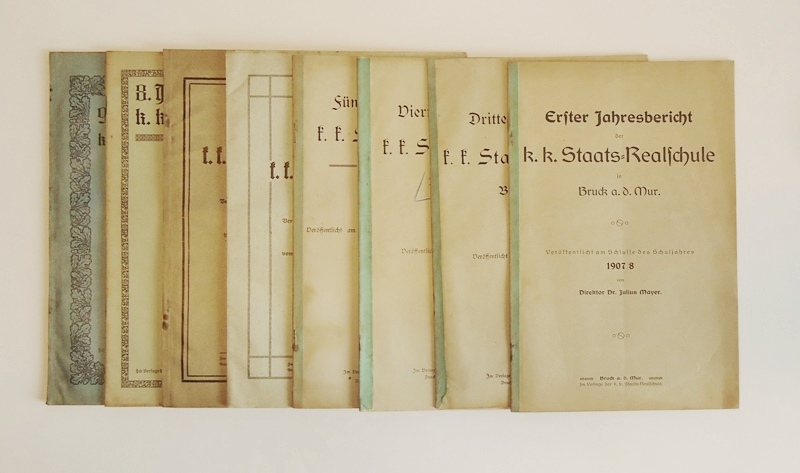 9 Jahresberichte der k.k. Staatsrealschule in Bruck a. d. Mur. 1907-1916.