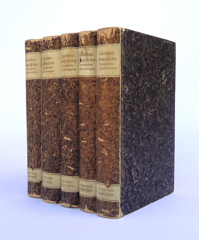 Goethes Gespräche. Gesamtausgabe in 5 Bänden (=Komplett). Neu herausgegeben von Flodoard Frhr. von Biedermann. Zweite, durchgesehene und stark vermehrte Auflage.