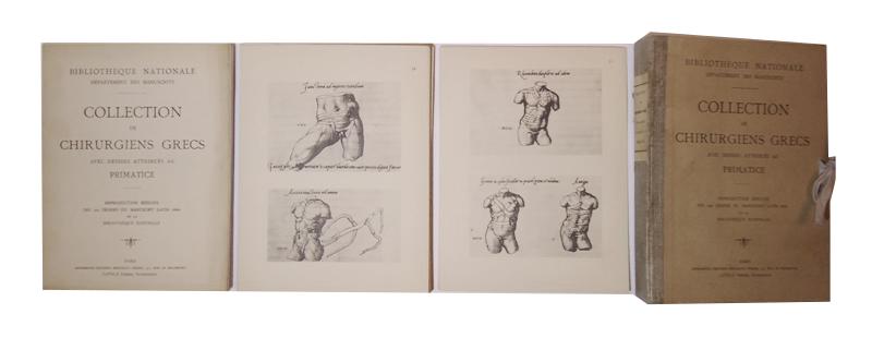 Collection de Chirurgiens Grecs, avec dessins attribués au Primatice. Reproduction réduite des 200 dessins du manuscrit latin 6866 de la Bibliotheque Nationale (Departement de manuscrits).