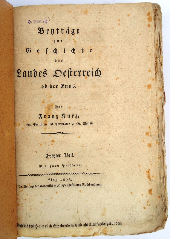 Beyträge zur Geschichte des Landes Österreich ob der Enns. Zweyter Theil (von 4).